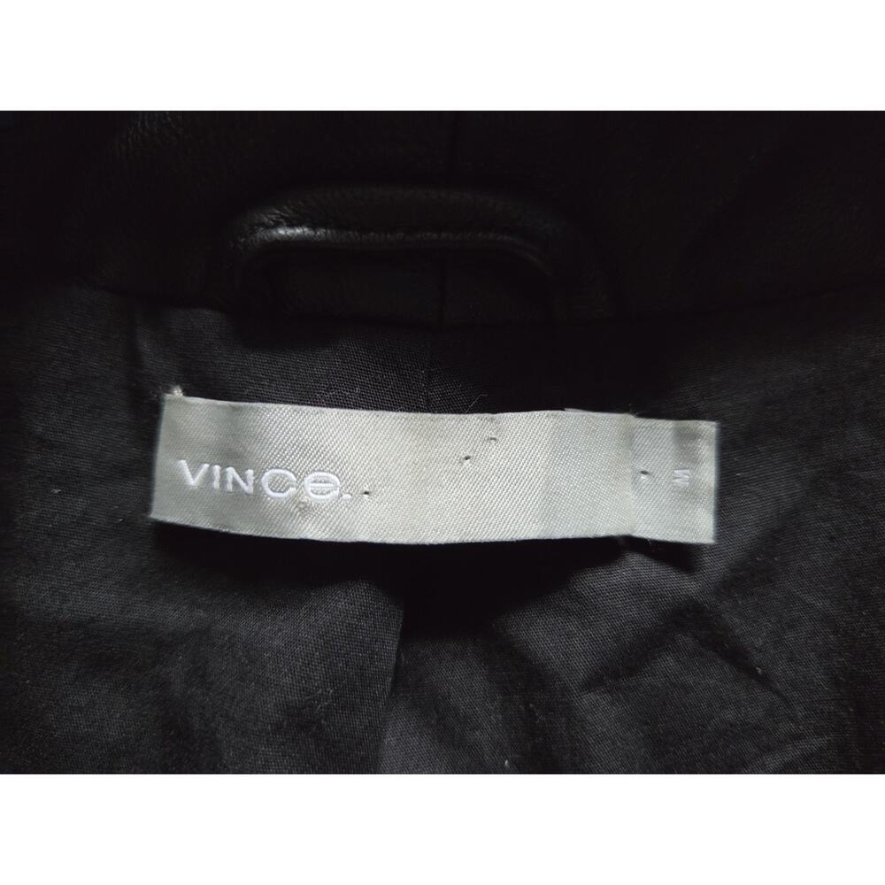 Vince Black Lamb Leather Asymmetrical Scuba Moto Jacket Ribbed Knit Panels Sz M - Picture 5 of 8